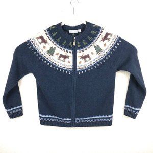 Croft & Barrow Navy Woodland Scene CardiganSweater
